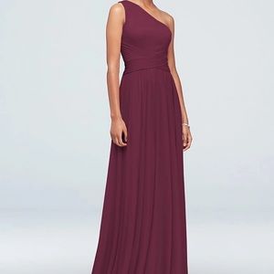 Wine Mesh Bridesmaid Dress